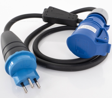 Preview: CEE Adapterleitung Schweiz (CH Stecker und CEE Kupplung) mit 10A Sicherung