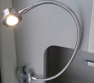 LED-Schwanenhalsleuchte silber 1,5Watt, mit USB Ladeanschluss