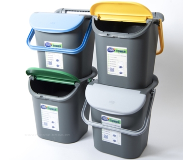 Preview: Stapelbarer Mülleimer, 30 Liter, schwarz/blau