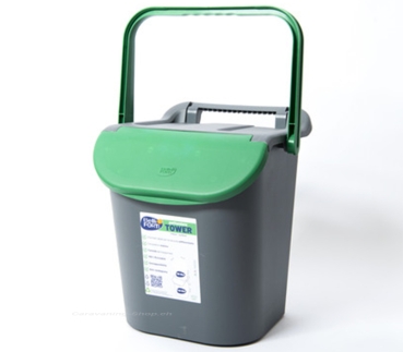 Stapelbarer Mülleimer, 30 Liter, schwarz/grün