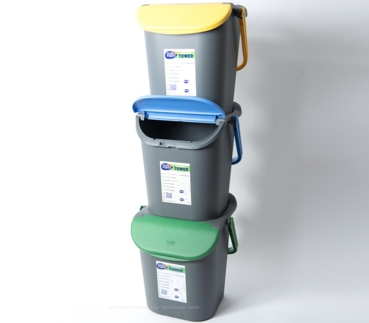Preview: Stapelbarer Mülleimer, 30 Liter, schwarz/grün