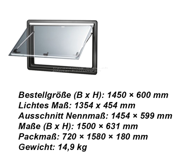 Seitz Ausstellfenster S4, 1450 x 600 mm