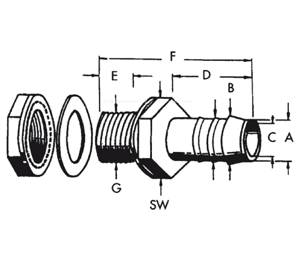 Tankanschlußstutzen gerade mit 10/12 mm Schlauchtülle