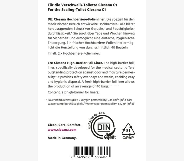 Bio Barriere-Folienliner Clesana