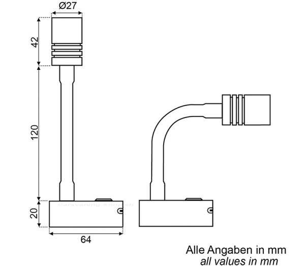 Schwanenhalsleuchte mit USBC