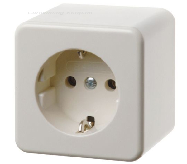Steckdose Schuko Aufputz mit Hohlboden, weiss