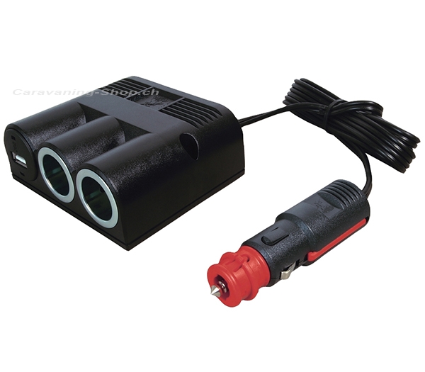 Dreifachsteckdose mit Standard USB 1 x 3000 mA