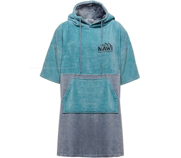 Badehandtuch Poncho, blau-grau, L