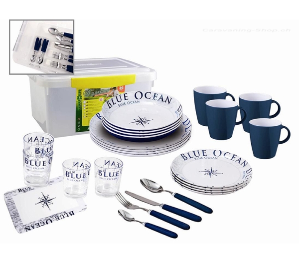 Geschirrset Blue Ocean, 37-teilig