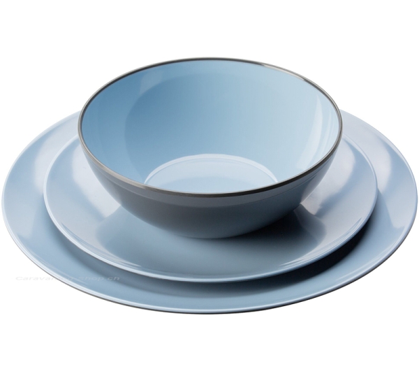 Geschirrset Vivid Line 12-tlg. hellblau-anthrazit