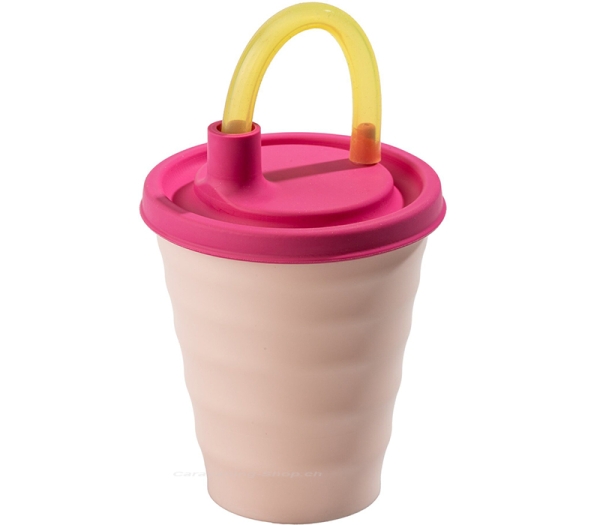 Trinkbecher mit Deckel, rosa