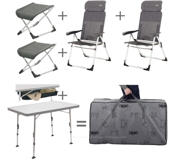 Stuhl-/Tischset mit Fussauflage