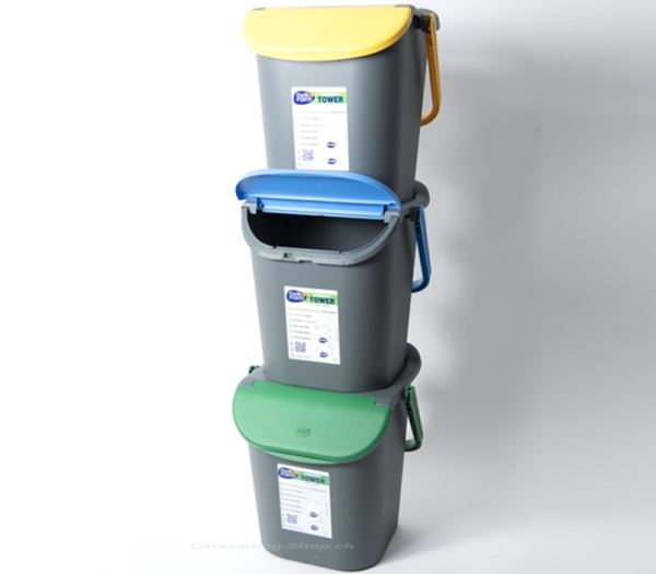 Stapelbarer Mülleimer, 30 Liter, schwarz/blau