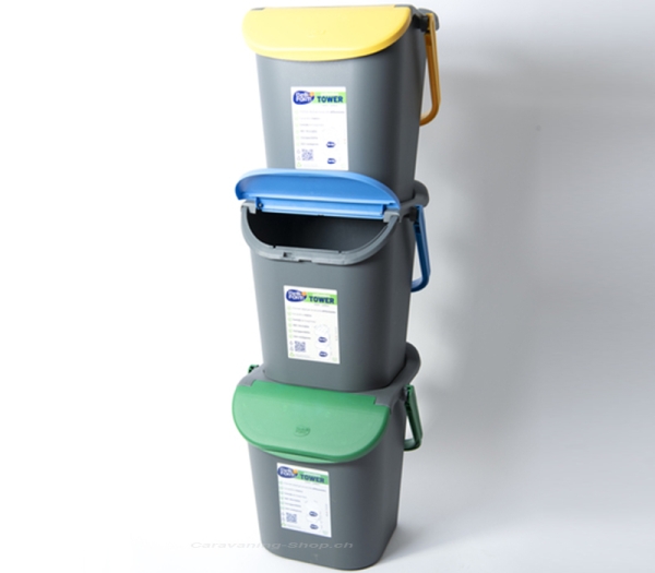 Stapelbarer Mülleimer, 30 Liter, schwarz/grün