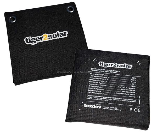 Solartasche 20Wp "nano tiger 20/USB"