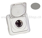 Steckdose 12 Volt, grau, mit Klappdeckel